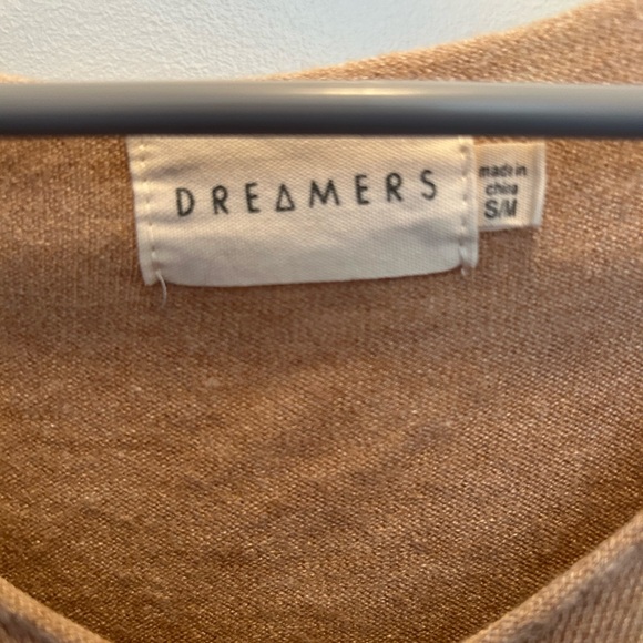 Dreamers Women's V-Neck Sweater in Tan - Picture 2 of 5
